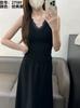 Hao Lai Fen 27189 Chaleco de Terciopelo Lyocell Tencel con Cuello en V y Encaje con Almohadillas en el Pecho Color Sólido Sin Mangas Camiseta Interior
