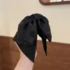 Clip de Pelo Negro con Temperamento, Clip de Cola de Caballo con Lazo de Cinta Multicapa y Pedrería, Pinza para el Pelo de Satén, Clip de Tiburón, Accesorios de Pelo de Alta Calidad