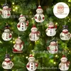Plano 2D 12 Exquisito Madera Navidad Lindo Muñeco de Nieve Estilo Retro Festival Hogar Decoración Navideña Adorno Colgante