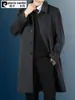 Casaco Masculino Pierre Cardin Lassel de Cashmere Médio Longo Outono Inverno Novo Casaco de Lã Espessado Casaco