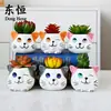 Dongheng Maceta de Animales Estilo Japonés y Coreano Maceta Mini Pulgar Adornos Set de Búho Cambio de Horno Maceta para Suculentas con Base