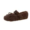 Zapatos de peluche estilo hada francesa para mujer, nuevo modelo otoño e invierno 2026, mocasines de algodón Mary Jane con lazo suave