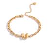Aogu Europeo y Americano Ins Moda Lujo Accesible Chapado en Oro Real Zircón Mariposa Acero de Titanio Pulsera para Mujer Nicho de Alta Gama Elegante Joyería de Mano
