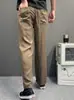 Pantalones de pierna ancha con cintura de corbata color café, estilo "Old Money", estilo de verano delgado, nuevo modelo 2026, cintura elástica, caída fluida, pantalones casuales elegantes de pierna recta