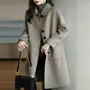 Abrigo de Lana para Mujer 2026 Otoño e Invierno Nuevo Estilo, Petite, Engrosado, Estilo Coreano, Corte Ajustado, Elegante, Abrigo de Lana de Longitud Media