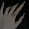 Anillo Transfronterizo Retro Exagerado Cruz Oscura Amor Rojo Circonita Dedo Anular Anillo Abierto Ajustable