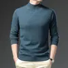 Nuevo Suéter de Lana de Cuello Alto Medio para Hombre 2025, 100% Lana, Tejido de Grosor Medio, Suéter Básico Multicolor Más Vendido