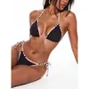 2026 Nuevo Traje de Baño de Dos Piezas con Bloques de Color Europeos y Americanos Transfronterizo para Mujer, Bikini Sexy de Tres Puntos para Playa