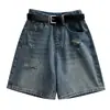 Shorts Vaqueros Rotos para Mujer Verano 2025 Nuevos talla extra Hermana Gordita Adelgazantes Pantalones Rectos Cintura Alta Cinco Puntos Pantalones Cortos