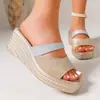 Verão 2026 Novo Comércio Exterior Tamanho Grande Sandálias de Cunha Fashion Femininas Casuais e Confortáveis Estilo Coreano Slip-On Tamanho Único