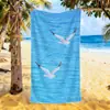 Toalha de Praia com Estampa de Gaivota Transfronteiriça Toalha Esportiva Pássaro Marinho Microfibra Absorvente Estampa Digital Toalha de Banho Grande