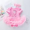 Roupas Infantis Ins Vestido de Bebê Menina Vestido Princesa de Manga Curta 0-2 Anos Vestido de Aniversário de Bebê Vestido Infantil Vestido para Menina de Um Ano