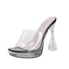 Sexy Transparente Cristal Tacón Grueso Plataforma Impermeable Zapatillas Outfit de Mujer Verano Nuevo Noche Espectáculo de Escenario Tacones Altos