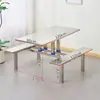 Mesa y Sillas de Comedor para Personal de Fábrica Escolar y Comedores de Supermercado Juego Integrado de Mesa y Sillas de Acero Inoxidable para 4, 6, 8 Personas