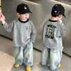 Estilo Coreano Camada Base de Lã Color Block Patchwork para Meninos Outono Inverno Camiseta de Manga Longa Crianças Meninos Top Bonito Roupas da Moda