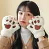 Guantes de Oso de Peluche con Mitones Cortos para Mujer, Invierno al Aire Libre, Engrosados, Cálidos, a Prueba de Frío, Estudiante, Guantes de Garra de Gato de Dibujos Animados