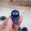 Colar com pingente de labradorita azul luar, modelo de caveira plana, joia, acessório, ornamento, atacado