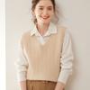 Nueva Colección Otoño e Invierno 2026 Ropa Exterior de Punto de Cachemira para Mujer, Chaleco sin Mangas de Cuello en V con Diseño Trenzado, Cómodo, Suave y Agradable para la Piel