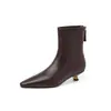 Botines elásticos de mujer ajustados estilo coreano, nuevo modelo de otoño, color liso, punta fina, cierre trasero, tacón de gatito, tacón bajo, botines elásticos cortos para mujer