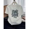 Diseño único, hombro recto, algodón puro, cuello redondo, manga corta, camiseta para mujer, moderna y elegante, top tie-dye azul, verano 2026