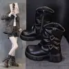 Botas de Caña Media Fruncidas Suela Gruesa Adelgazantes Tacón Grueso Botines Nuevas Llegadas Otoño/Invierno 2026 Forro de Peluche Botas tipo Martin Estilo Británico para Mujer