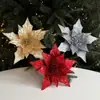Flor Artificial de Tela de 29 cm Flor de Lentejuelas Arreglo Floral Navideño Adornos Decorativos Guirnalda Navideña Decoraciones de Ratán