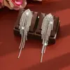 Pendientes de Borla con Pedrería Galvanizada Ecológicos Moda Estilo Europeo y Americano Lujo Ligero Rombo Geométrico Largos Elegantes Adelgazantes