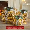 Caixa de Presente de Ferro Forjado Empilhamento de Três Peças Caixa de Presente de Rattan Decoração de Natal Enfeites Lote Misto Estação Independente
