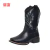 Botas de mujer para comercio exterior en stock 2026 otoño e invierno nuevas de comercio exterior europeo y americano con tacón grueso, talla grande, bordadas, de media pantorrilla
