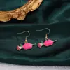 Estilo Japonês e Coreano Rosa Pêssego Coração Zigue-zague Balão de Ar Quente Arco-íris Gancho de Orelha Luxo Leve Alto Padrão Doces Meninas Brincos Ins para Mulheres
