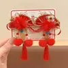 Pin Lateral Estilo Antiguo Accesorio para el Cabello Rojo, Lindo Pasador de Moño Festivo para Año Nuevo