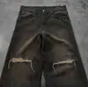 Jeans Góticos Oscuros Retro de Calle Lavados y Desgastados Otoño/Invierno Nuevo Estilo Europeo y Americano Pantalones Rectos