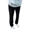 Pantalones de Hielo Negro Puro Seda Hombres 2026 Otoño Caída Pierna Recta Ajustada Casual Micro Acampanados Pantalones de Traje