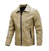 Chaqueta de Cuero Brillante con Solapa Estilo 2026 para Hombre, Chaqueta de Cuero Funcional para Invierno y Otoño, Chaqueta Casual de Solapa Ajustada para Hombre