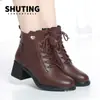 Botas Martin Martin para mujer otoño e invierno Botines nuevos de lana para mujer con forro polar de tacón alto grueso cálidos de algodón talla grande zapatos de algodón para madre