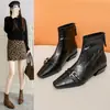 Botines de Tobillo de Hebilla de Cinturón Retro de Gama Alta para Mujer 2026 Otoño/Invierno Nuevos con Punta Cuadrada y Tacón Grueso Estilo Británico para Viajar Botines Chelsea
