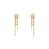 Pendientes Largos con Borlas de Copo de Nieve de Zirconia 2024 Nuevos Pendientes Largos Explosivos para Mujer Pendientes Elegantes Únicos de Lujo Ligero