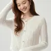 Outono e Inverno Novo Cardigan Suéter Feminino Gola Redonda de Veludo Moda Cor Sólida Botões Metálicos Tricô Manga Longa Base de Caxemira