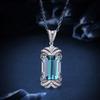 Colgante de topacio azul londinense elegante con turmalina color tesoro PT950, transmisión en vivo, con tarjeta de nada, estilo atmosférico y moderno.