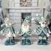 Decoraciones Retráctiles Navideñas Muñeco Azul de Papá Noel Muñeco de Nieve Reno Muñeco Adornos Decorativos Muñeco Ventana