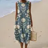 Nuevo vestido largo casual sin mangas con estampado de primavera y verano, estilo holgado y fresco