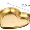 Plato de acero inoxidable 304 estilo coreano en forma de corazón, plato multiusos para cena, plato de frutas, plato especial para restaurante doméstico.