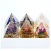 Venta al por mayor transfronteriza Amazon Grava de Cristal Pirámide de Goma 4CM Pirámide de Chakra Artesanías de Escritorio