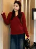 Blusa feminina de gola semiaberta plus size, segunda pele feminina, coleção outono 2026, suéter de tricô básico para mulheres curvilíneas