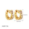 Pendientes de circonitas cruzadas en oro de 18 quilates con diseño transfronterizo europeo y americano, pendientes retro franceses, ligeros, de lujo, con hebilla para las orejas, sencillos y combinables.