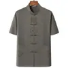 Traje Tang Masculino para Homens de Meia-idade e Idosos, Roupa de Verão com Manga Curta para Pai, Roupas Chinesas de Verão para Avô, Roupas para Homens Idosos