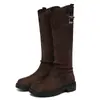 Botas Largas Casuales para Mujer 2026 Otoño/Invierno Nuevas Botas Arrugadas Vintage Punta Redonda Francesa Adelgazantes Botas Altas