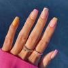Venta al por mayor de parches para uñas con ondas simples, con borde amarillo y rosa francés, acabados y armadura, venta al por mayor de uñas postizas, láminas para uñas al por mayor