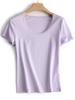 Camiseta Eastman Acetato 38,5% Tencel Gola U Ombro Normal Fio Duplo 120S Manga Curta de Seda 26 Verão Novo
