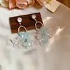 Pendientes de Borla con Forma de Flor de Abanico Incrustados con Circonita de Diamante Transfronterizos Europeos y Americanos, Lujo Ligero, Pendientes de Gama Alta, Diseño de Nicho